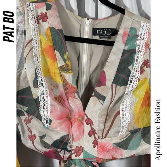 PAT BO HIBISCUS LACE TRIM CUT OUT MAXI DRESS IN VANILLA NWT SIZE 10 RARE - Picture 4 of 11